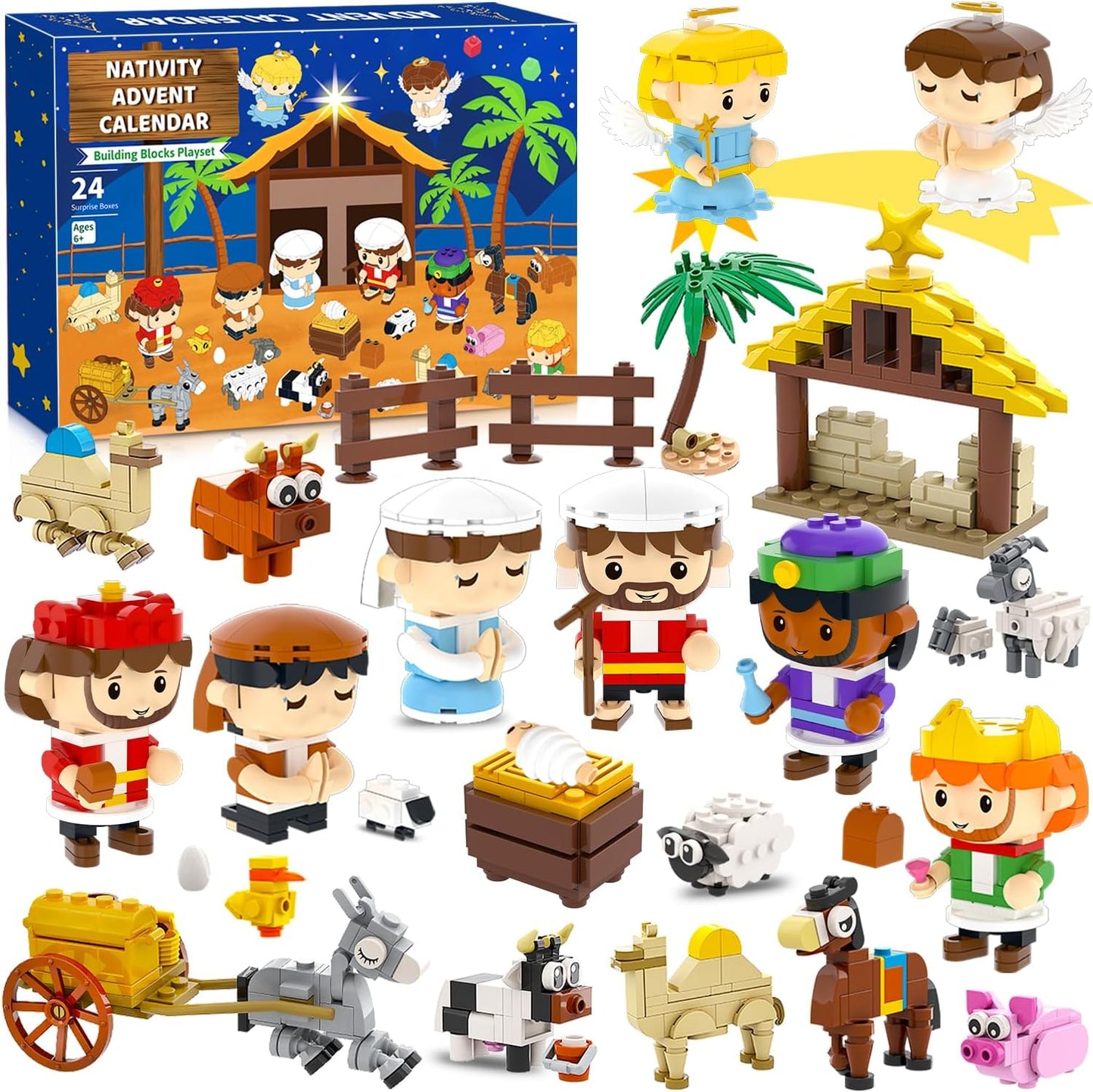 Nativity Advent Calendar 2025 Nativity Set Building Blocks for Kids Christmas Advent Calendar