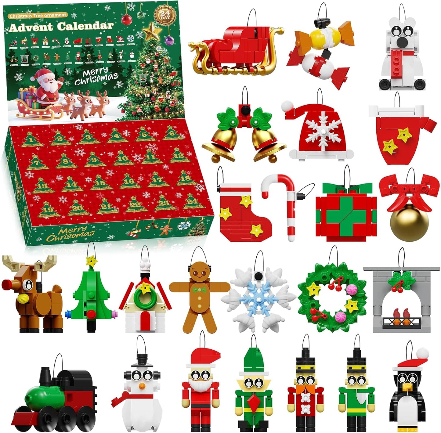 Advent Calendar 2025 Christmas Ornaments Building Set Compatible with Lego, 24-IN-1Building Toy