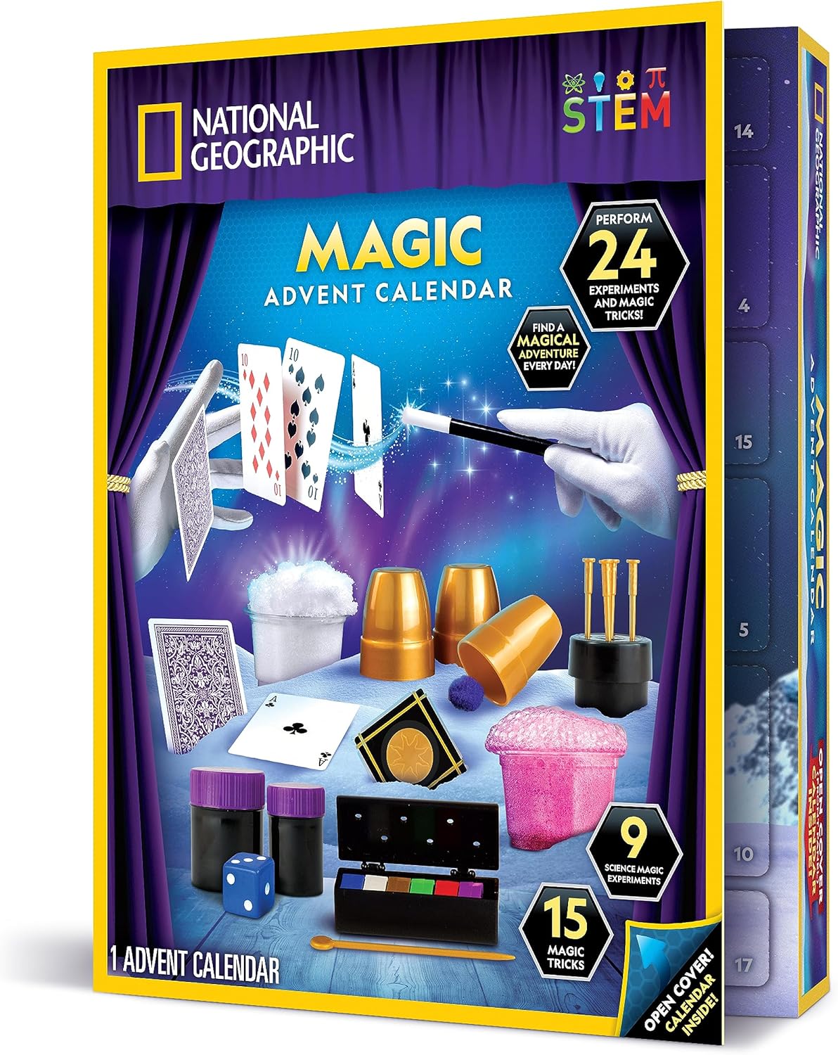 National Geographic Magic Advent Calendar 2025 – 24 Days of Magic Tricks & Science Experiments, Holiday Countdown Calendar for Kids, Christmas Activity