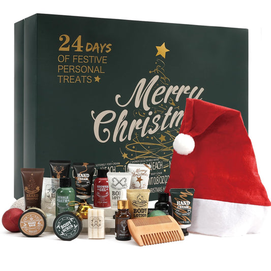Rinse&Robust Mens 24PCS Shaving and Beard Grooming Care  2025 Advent Calendar