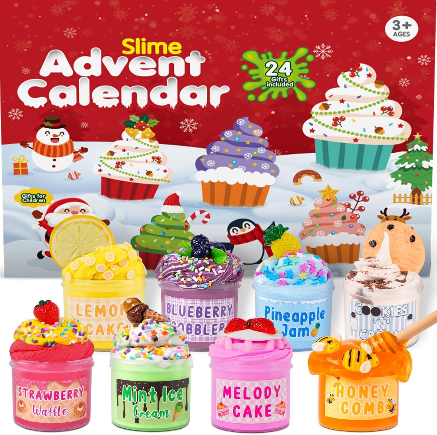 Advent Calendar 2025 24 Days of Surprises with DIY Clay Slime Kit for Kids Teens Girls Boys Toddler 4 5 6 7 8 9 10 11 12 Year Old