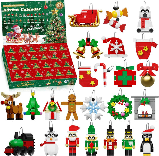 Advent Calendar 2025 Christmas Ornaments Building Set Compatible with Lego, 24-IN-1Building Toy