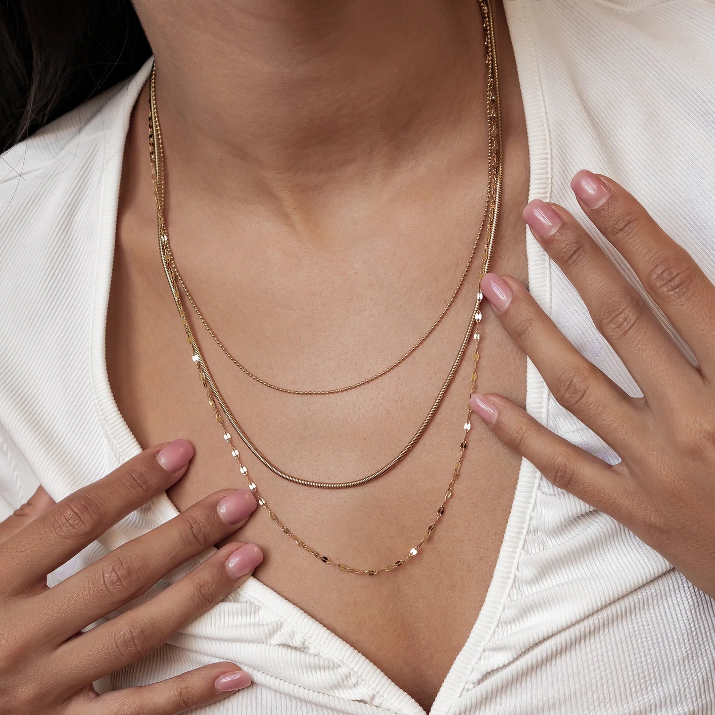 Welcome to Hey Happiness.com, finely crafted, Awesome for a special occasion... or for night time, this Fine Triple Layer Chain Necklace Waterproof